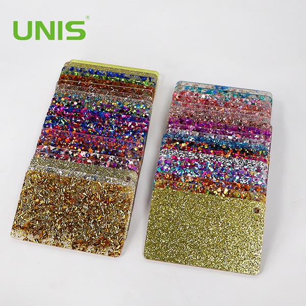 Folha de acrílico com glitter de fábrica