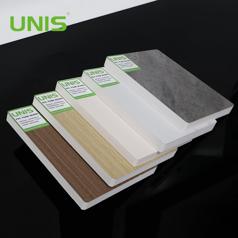 Folha de PVC de espuma gasta UNIS Placa de espuma de PVC adesiva preta de 6 mm para madeira rígida e filme de couro