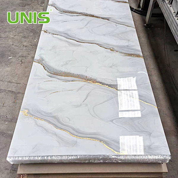 Folha de mármore uv à prova de fogo do mármore do Pvc do painel de parede para a decoração interior